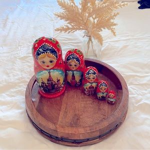 Beautiful Russian Wooden Nesting Dolls Matryoshka "MOSCOW" 7 1/2" 5 pcs Handmade